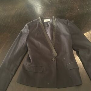 ZAPA navy with black leather trim blazer